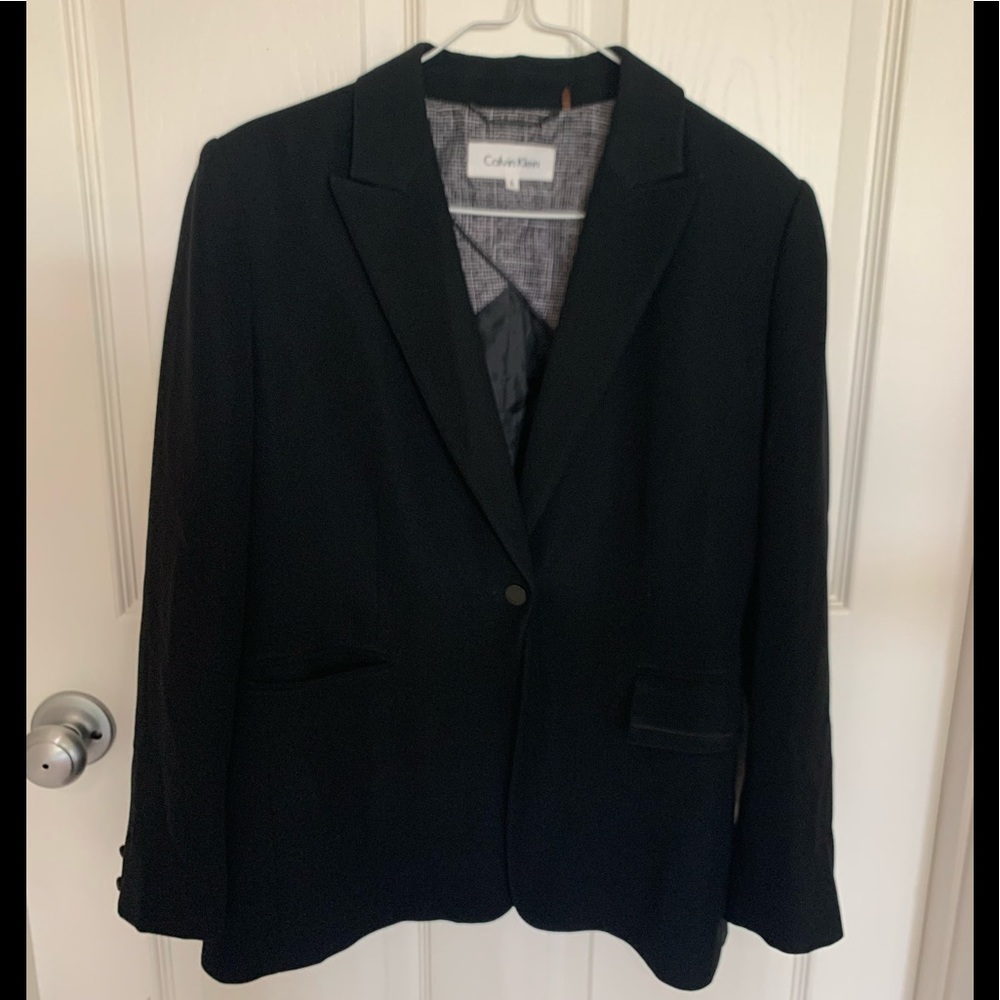 Calvin Klein black womens blazer size 6 one button